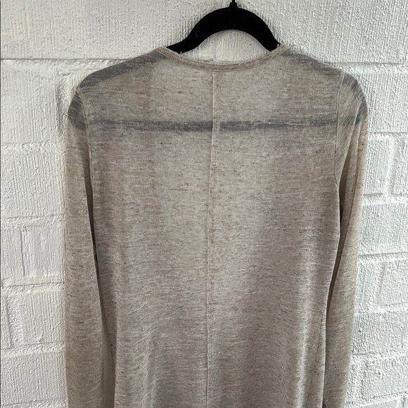 Free People Gray and Tan Cardigan with Crochet Trim Linen Cardigan sz L - Picture 8 of 8